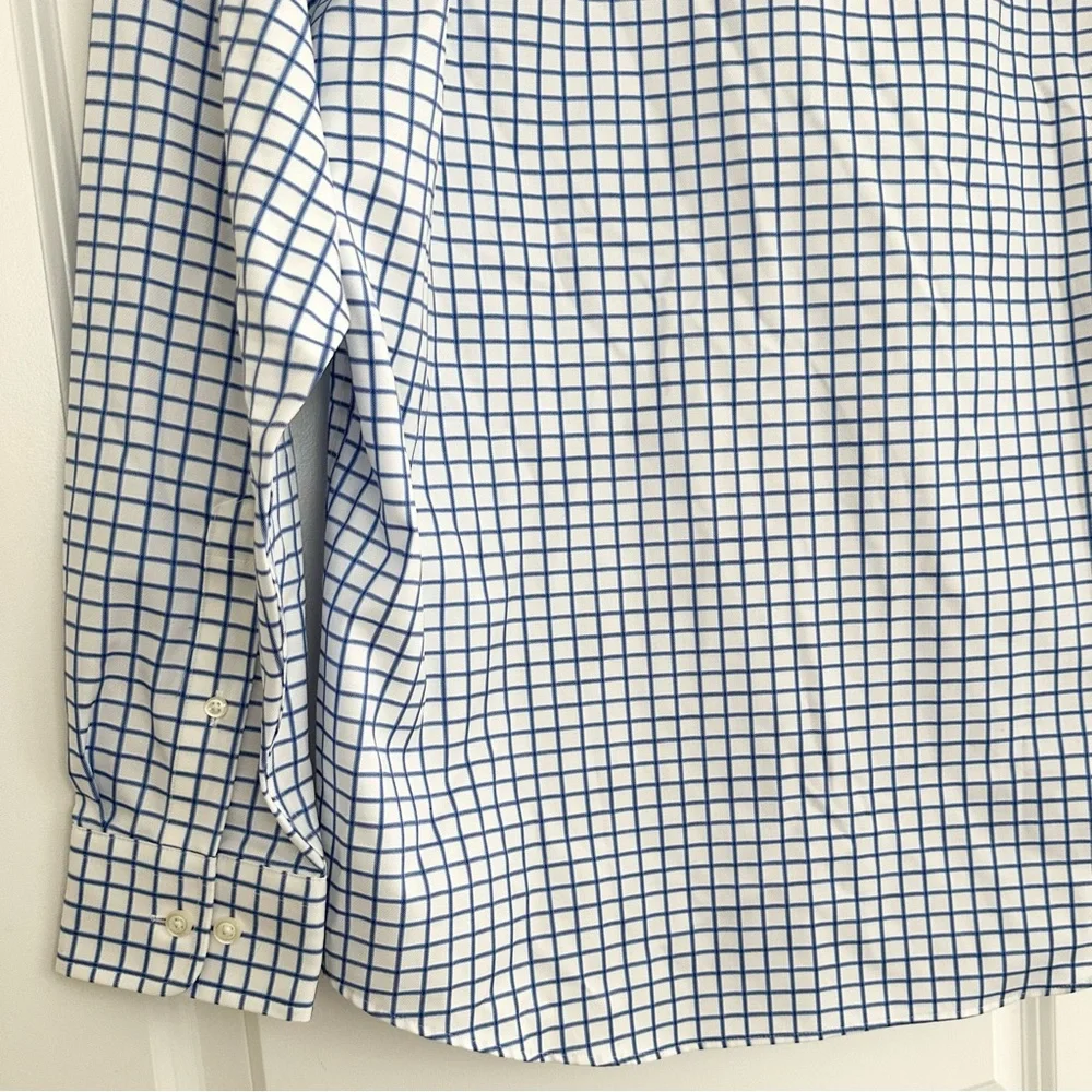 Joseph & Feiss Blue & White Checkered Non Iron Classic Fit Cotton Dress Shirt